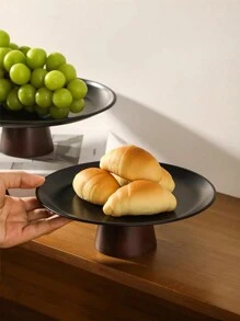 1pc 简约复古风格高脚果盘，奢华家居客厅茶几小吃盘，不锈钢甜点/糖果/水果托盘，前台展示盘圣诞礼物