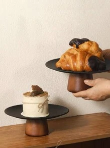 1pc 简约复古风格高脚果盘，奢华家居客厅茶几小吃盘，不锈钢甜点/糖果/水果托盘，前台展示盘圣诞礼物