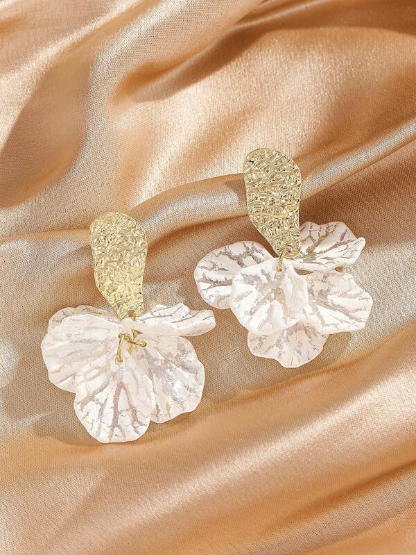 1 par de pendientes colgantes de hoja de resina blanca, regalo para mujeres