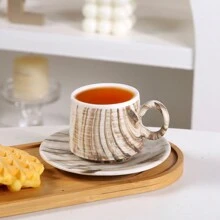 90ml/3.2oz Ceramic Espresso Coffee Cup And Saucer Set, Turkish Coffee Cup And Saucer Set