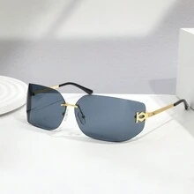 New Fashion Y2K Frameless Glasses, Retro Metal Eyeglasses - Multicolor - View 11