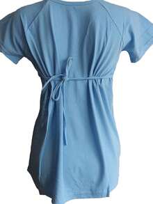 Playera Estampada Maternidad Premama Guantes - Celeste - Ver 3