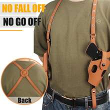 Ueasy 男士真皮肩套，采用优质哥伦比亚皮革，深层隐蔽携带，适用于1911手枪，兼容全尺寸枪支配件，配有可调节背带和高品质五金纽扣，适合万圣节服装、角色扮演等场合。