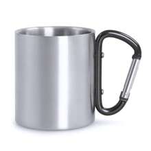 TIENDA EURASIA Taza con Mosqueton Atornillado, Acero Inoxidable, 7,5x11,5 cm, 210 ml (Negro) - Multicolor - Ver 1