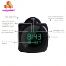 Reloj despertador de proyección para el hogar, pantalla grande, proyector de hora, fecha y temperatura, retroiluminación Digital a Color, temporizador para el hogar - Multicolor - Ver 5