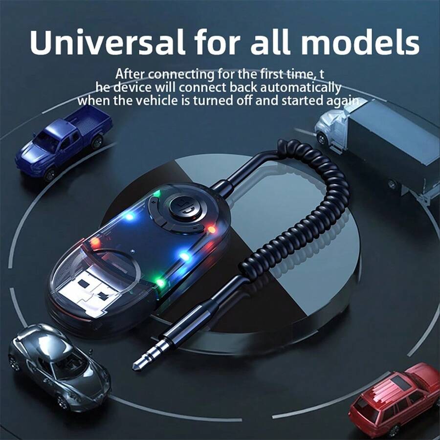 Wireless Audio Receiver Adapter 3.5mm Car Music AUX Output Car BT 5.3