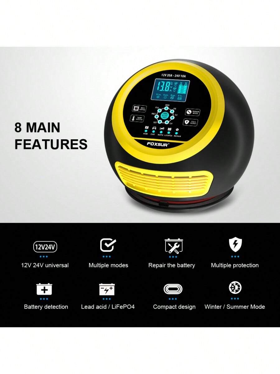 20A Spherical 300W 12V 24V High Power Portable Car Battery Charger for