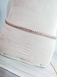 RIGID RHINESTONES BELT METAL CHAIN DELICATE SHINY CHIC PIECE - Màu hồng gỉ - Xem 1