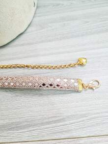 RIGID RHINESTONES BELT METAL CHAIN DELICATE SHINY CHIC PIECE - Màu hồng gỉ - Xem 4