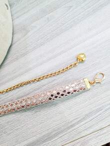 RIGID RHINESTONES BELT METAL CHAIN DELICATE SHINY CHIC PIECE - Màu hồng gỉ - Xem 3