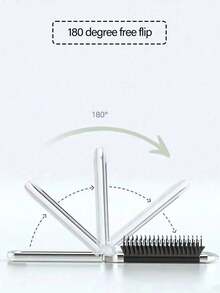 1 pièce Miroir de maquillage et de cheveux 2-en-1 pliable - Portable, de table, lettres noires fleuries A-Z, outil de beauté contemporain pour voyager. Peigne pliant avec miroir de maquillage, facile à transporter, parfait pour les voyages, les sorties, l'utilisation. Peigne à coussin d'air double usage, accessoire de massage du cuir chevelu, produit de voyage, fournitures scolaires, accessoires de vacances essentiels - Argent - Voir 5