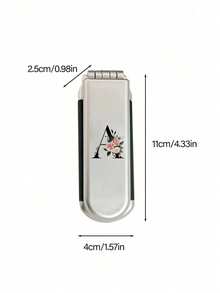 1 pièce Miroir de maquillage et de cheveux 2-en-1 pliable - Portable, de table, lettres noires fleuries A-Z, outil de beauté contemporain pour voyager. Peigne pliant avec miroir de maquillage, facile à transporter, parfait pour les voyages, les sorties, l'utilisation. Peigne à coussin d'air double usage, accessoire de massage du cuir chevelu, produit de voyage, fournitures scolaires, accessoires de vacances essentiels - Argent - Voir 10