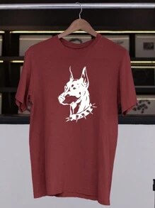 Dobermann Old School T-Shirt Stylish Skate Streetwear Skater Tumblr Various Colors 100% Cotton - 酒紅色 - 查看 1
