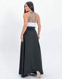Kit 2 Women's Long Round Skirt Tailoring Evangelical Fashion Casual Basic Winter High Waist Elegance - Xám - Xem 5