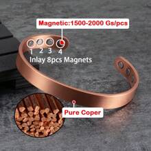 Pure Copper Bracelets For Men Matte Adjustable Cuff Vintage Magnetic 9mm Wide Energy Health Bangles Jewelry Resizable - Matte - View 4
