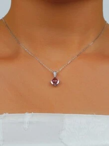 1 pieza Colgante de collar de plata de ley 925 con incrustaciones de Paprapara rosa cuadrado, de lujo de alta gama, adecuado para que las mujeres lo usen en banquetes y fiestas de noche