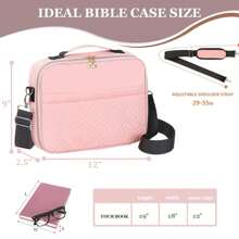 大尺寸女式圣经封面、女童圣经书签盒、圣经袋和手提袋、女式圣经手提盒、圣经托架、带肩带的圣经托架，是送给朋友、家人的理想礼物。 （粉色） - 粉色 - 查看 3