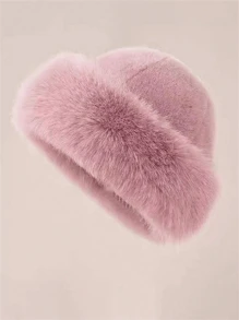 1 纯色可爱百搭女士冬季毛茸茸帽子欧韩版保暖头饰厚款设计冬帽 - 彩色 - 查看 6
