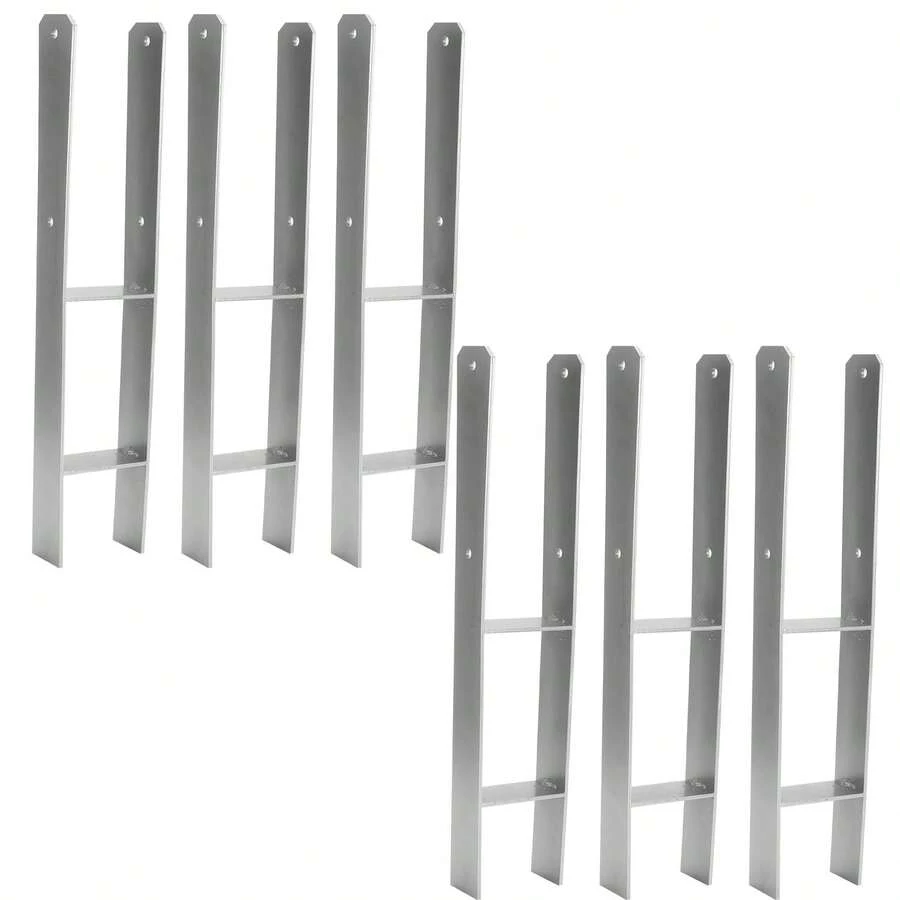 2-8x Post Base Fences H-Anchor Drive-In Ground Anchor Post Anchor 81-121MM - Silver - View 1