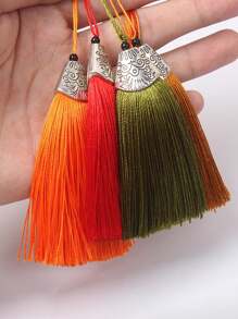 100pcs/10pcs 8cm Fish Mouth Pattern Tassel Sachet Pendant Ornaments, Red & Gold Color Key Chain Tassel Bags Charms - Multicolor - View 4