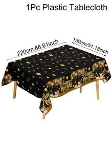 1 cái, Khăn trải bàn bằng nhựa tiệc mừng năm mới 2025, 130*220cm Đồng hồ pháo hoa vàng đen Thiết kế bóng bay Khăn trải bàn dùng một lần hình chữ nhật cho đồ trang trí đêm giao thừa 2025, Phòng ăn tiệc mừng năm mới Trang trí bàn bếp, Giáng sinh - Nhiều màu - Xem 14