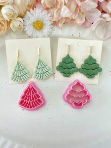 1 cái/4 cái Cây thông Noel Cây thông Noel dập nổi Đất sét Polymer ngày lễ Cây thông Noel dập nổi Đinh tán Giáng sinh - Cây thông Noel số 2 - Xem 3
