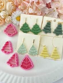 1 cái/4 cái Cây thông Noel Cây thông Noel dập nổi Đất sét Polymer ngày lễ Cây thông Noel dập nổi Đinh tán Giáng sinh - Cây thông Noel số 2 - Xem 2