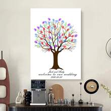 1 Stück Kreative Fingerabdruck DIY Finger Malerei Hochzeitsfeier Firmen Jahrestreffen personalisierter Fingerabdruck Anmeldung Baum, erhöht den Spaß, dekorative Malerei, Wohnzimmer, Schlafzimmer, Dekorationsposter, denkwürdig, bedeutungsvoll, Leinwand, ohne Rahmen, Valentinstag, Valentinstag Dekoration, Multifunktional, schimmelresistent, ornamental, exquisit, stilvolle, ideale Geschenke für sie, ihn, Freund, Freundin, Vater, Mutter, Familie, Freunde, Küche, Esszimmer, Schlafzimmer, Büro, Wohnzimmer, Zuhause, Garten, Teeraum, für Jahrestage, für Geburtstage, für Einweihung, für Abschluss, Weihnachtsdekoration, Herbst Zuhause Auffrischung, skandinavisch gemütliches Zuhause, warme Atmosphäre