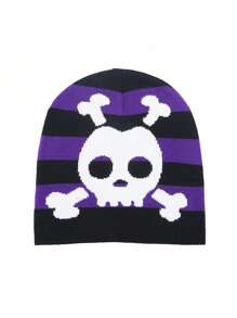 1 pieza Gorro de punto con estampado de calavera, estilo Y2K unisex, adecuado para la calle, fiestas y exteriores en otoño/invierno, cálido y cortavientos - sombrero de punto - Ver 10