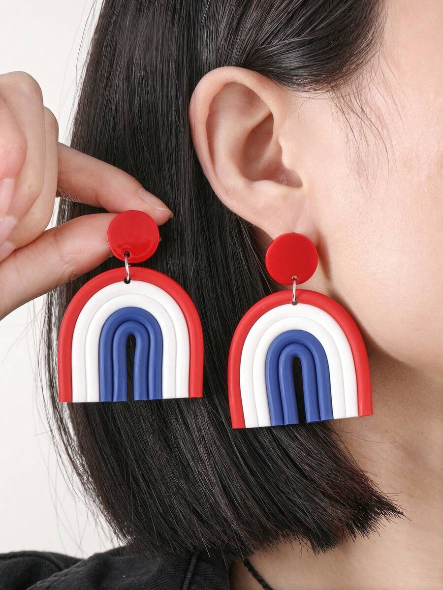 1 Cặp Hoa tai thả hình cầu vồng hình lá cờ Mỹ vui tươi cho nữ và bé gái để cổ vũ cho các sự kiện thể thao của đội hoặc Ngày Độc lập tại Hoa Kỳ Phụ kiện Trang sức - Nhiều màu - Xem 1