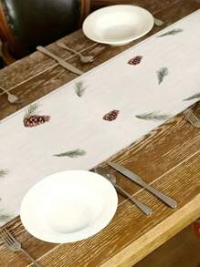 1pc Vintage Pinecone Christmas Lights Pattern Table Runner, Christmas Home Decor Table Runner, Indoor Outdoor Party Supplies, Decoração de quarto. Adequado para decoração de cozinha de casa de Natal e decoração de festa de Natal