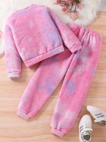 Set de 2 piezas de parte superior de manga larga y pantalones térmicos gruesos y cálidos para niña preadolescente de otoño/invierno, sudadera con capucha y pantalones jogger con empañado, conjunto cómodo y lindo