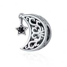 bamoer 1 PC 925 Prata Esterlina Delicado Estrelas Lua Pingentes Viagem Charme Azul Contas Fit Pulseira Original Pulseira DIY Jóias