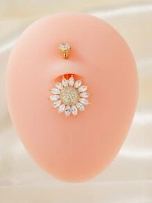 1pc Fashion Luxury Flower Shaped Navel Piercing Jewelry With Zirconia Stones Valentines,Mom,Mother,Mother's Day,Gift