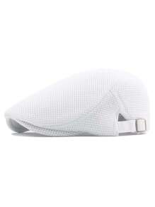 Men's Solid Color Mesh Newsboy Cap, For Daily Wear