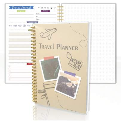 Undated Travel Journal - Cute Travel Notebook, Bucketlist,Roadtrip & Vacation Planner - Great And Fun Gift, Undated Travel Diary And Travel Planner Organizer -A5(8.6 X 5.8inches) Back To School