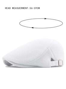 Men's Solid Color Mesh Newsboy Cap, For Daily Wear