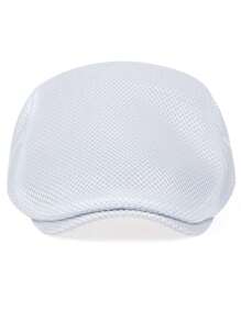 Men's Solid Color Mesh Newsboy Cap, For Daily Wear