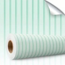 Paper and Wall Self-Adhesive Vinyl Wallpaper Striped Pink Slat Panel Children's Decoration Girl Female Modern Bedroom Living Room - 綠色 - 查看 1