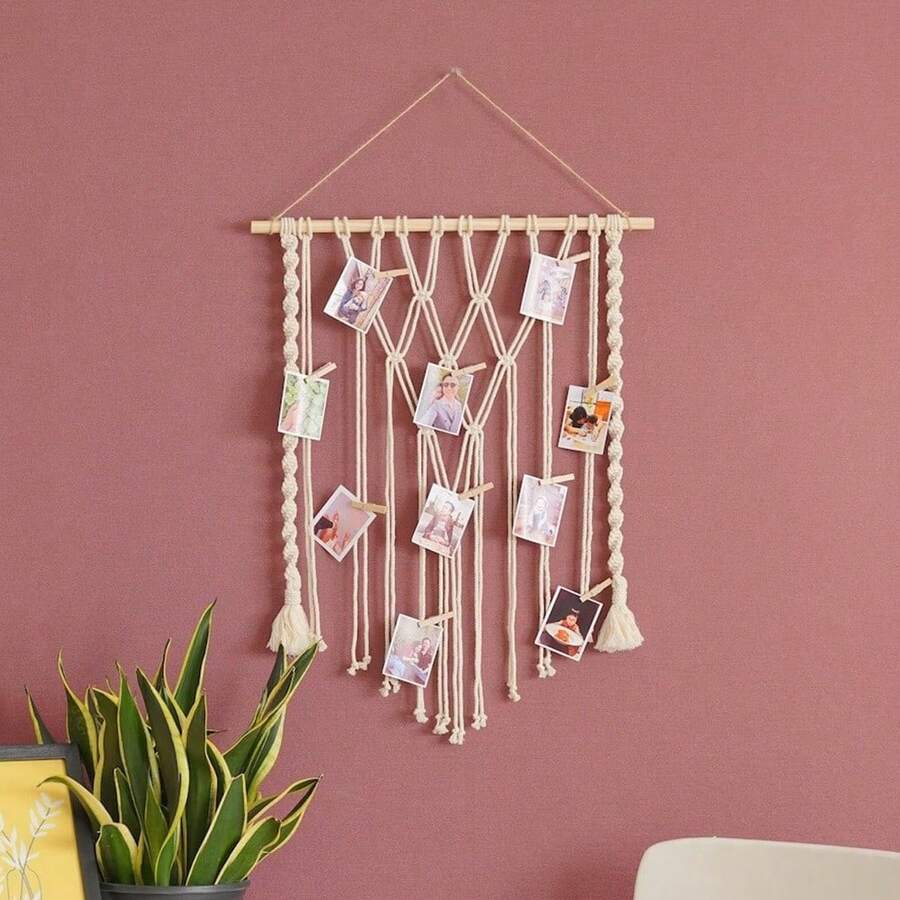 Handmade Woven Wall Hanging Photo Clips Room Decor SHEIN USA