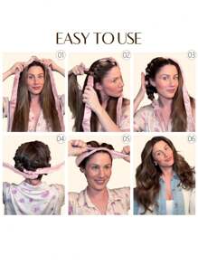 5pcs Set Satin Silk Sleeping Hat, No Heat Hair Curler, Damage-Free Curling Kit, Satiny Surface Heatless Curler Set With Hair Clips, Suitable For All Hair Types ,Hair Styling Tools Hair Accessories For Barber Salon Beauty Travel Essential Hair Products,Hair Cares,Hair Accessories,Summer,Holiday - Multicolor - View 3