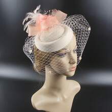 1 Pc Retro Fascination Hat Women Flower Mesh Sinamay Feathers Fedoras Hat Headband Hair Clip Cocktail Tea Party Headwewar Mini Hat Tiny Hat Derby Hat Mini Cap