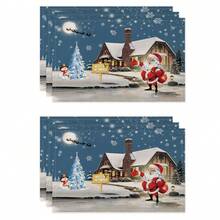 1 cái/4 cái/6 cái Miếng lót đĩa vải lanh Giáng sinh, Người tuyết, Cây thông Noel, Bông tuyết, Ông già Noel, Hoa văn tuần lộc, Miếng lót đĩa bền cho gia đình, nhà hàng và phòng ăn, Đồ trang trí nhà Giáng sinh - Nhiều màu - Xem 22