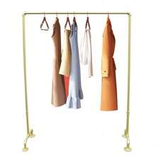 Futchoy Perchero Tubo de Metal 150x110x40cm Perchero Dorado Resistente con Zapatero Perchero Perchero de Metal Dorado Tienda Perchero para el hogar - Dorado - Ver 1