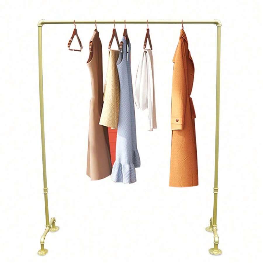 Futchoy Perchero Tubo de Metal 150x110x40cm Perchero Dorado Resistente con Zapatero Perchero Perchero de Metal Dorado Tienda Perchero para el hogar - Dorado - Ver 1