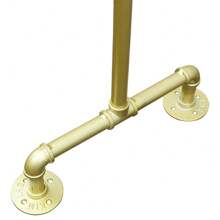 YUNRUX Coat Rack Metal Tube 150x110x40cm Heavy-Duty Gold Clothes Rack With Shoe Rack, Wardrobe Clothes Rail Freestanding Wardrobe Gold-White Clothes Rack - Gold - View 6