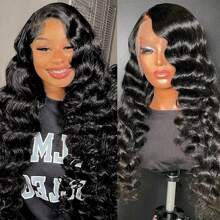 Deep Wave Lace Front Wigs Human Hair 250% Density Deep Wave Frontal Wigs Human Hair HD Lace 26 Inch Curly Wigs For Women Pre Plucked With Baby Hair Curly Lace Front Wig Human Hair - Natural Black - 查看 5