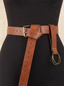 2pcs Brown Medieval PU Leather Belts, Keychains Medieval Cosplay Props - A - View 4