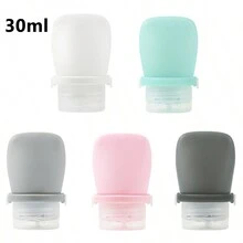 New Lace-On Leak-Proof Silicone Dispenser For Portable Home Travel Set Cleanser Cosmetics Liquid Storage Bottle - 黑色+蛋白石+灰色+粉紅色+綠色(30ml) - 查看 1