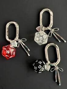 1 件男女通用创意骰子钥匙扣带蝴蝶结、心形吊坠饰品，适用于包包/钥匙扣 - 彩色 - 查看 12
